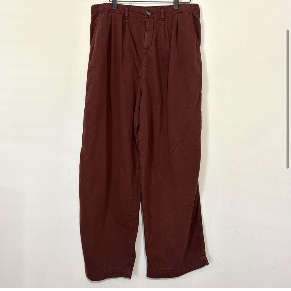 Free People Brown High Waist Wide Leg Loose Fit Abby Chino Pants SIZE 10 - Picture 2 of 8